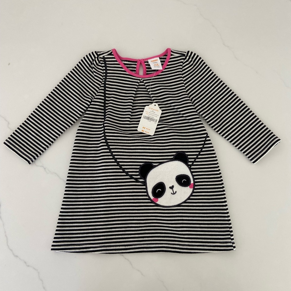 Gymboree Striped Panda Dress 12-18m